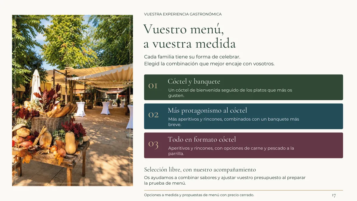 Menú de boda a medida con cocina propia